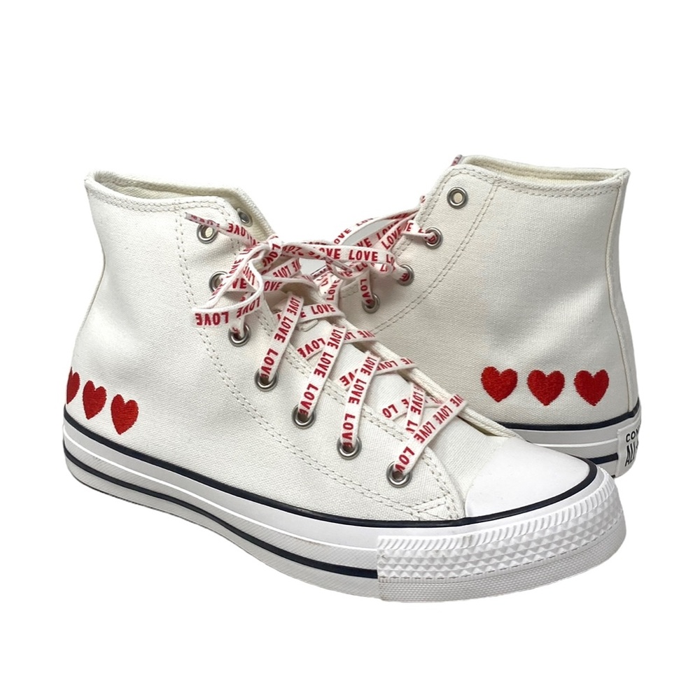 Converse Chuck Taylor High Sneakers Canvas Women's Kids Shoes Red White A02655F - Picture 3 of 10